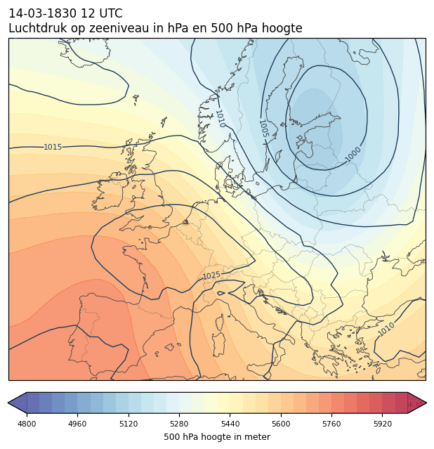Weerkaart van 14 maart 1830 om 12 UTC