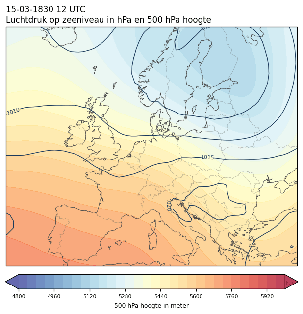 Weerkaart van 15 maart 1830 om 12 UTC