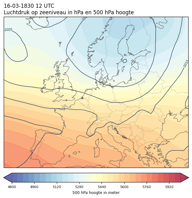 Weerkaart van 16 maart 1830 om 12 UTC
