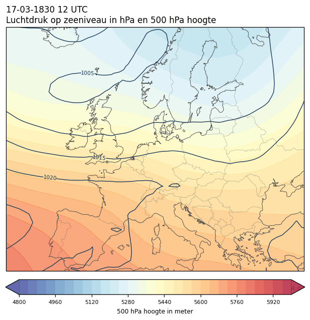 Weerkaart van 17 maart 1830 om 12 UTC