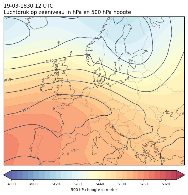 Weerkaart van 19 maart 1830 om 12 UTC
