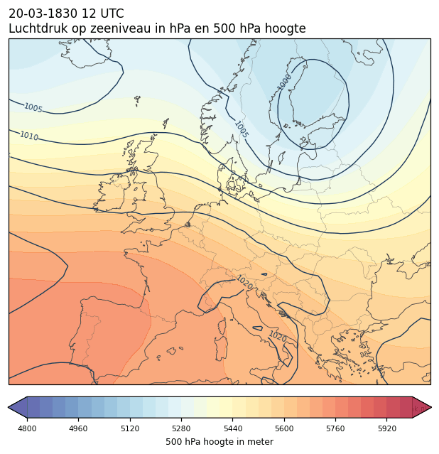 Weerkaart van 20 maart 1830 om 12 UTC