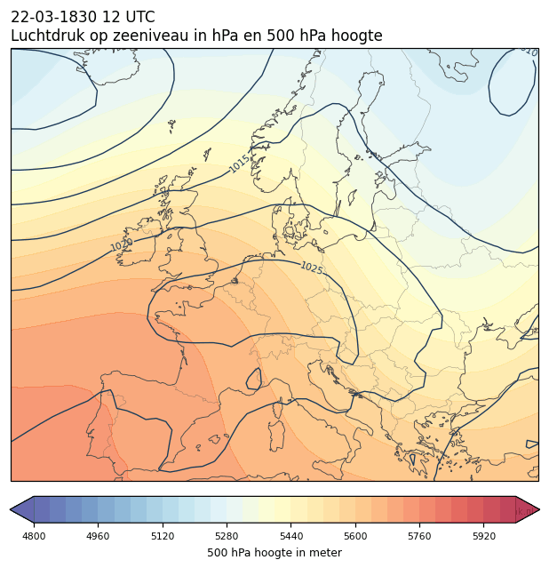 Weerkaart van 22 maart 1830 om 12 UTC