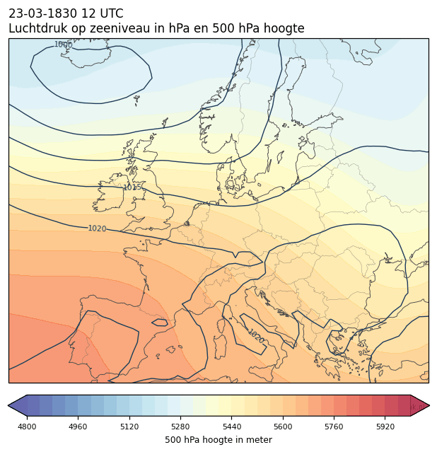 Weerkaart van 23 maart 1830 om 12 UTC