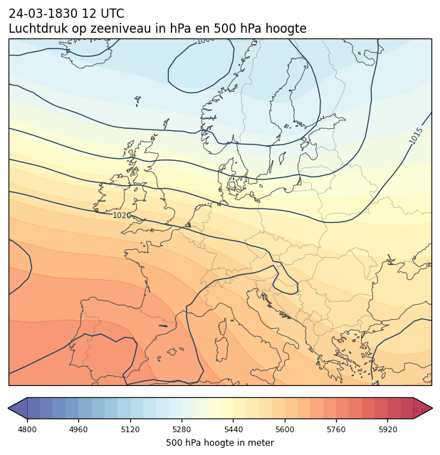 Weerkaart van 24 maart 1830 om 12 UTC