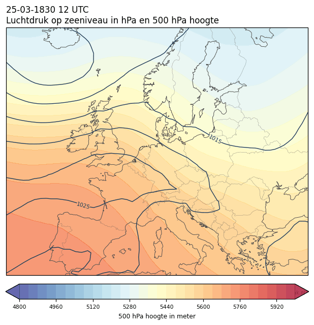 Weerkaart van 25 maart 1830 om 12 UTC