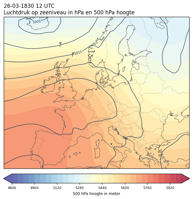 Weerkaart van 26 maart 1830 om 12 UTC