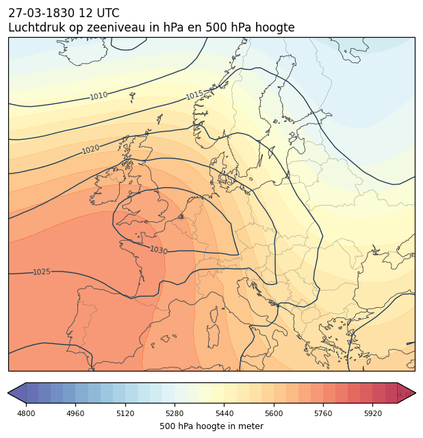 Weerkaart van 27 maart 1830 om 12 UTC