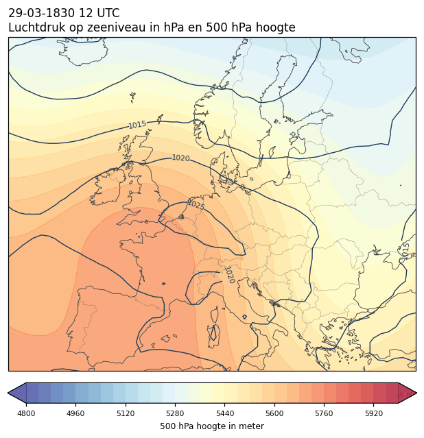 Weerkaart van 29 maart 1830 om 12 UTC