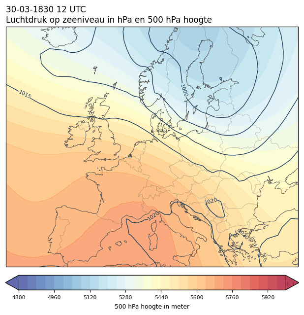 Weerkaart van 30 maart 1830 om 12 UTC