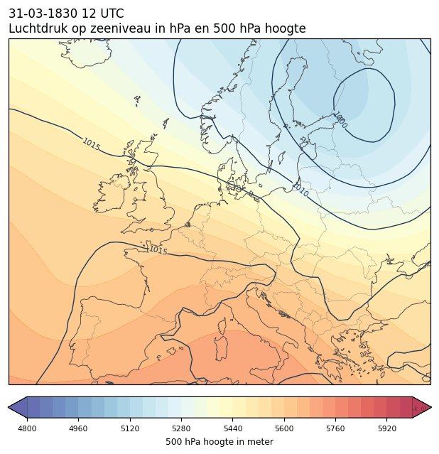 Weerkaart van 31 maart 1830 om 12 UTC