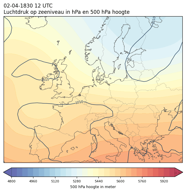 Weerkaart van 2 april 1830 om 12 UTC