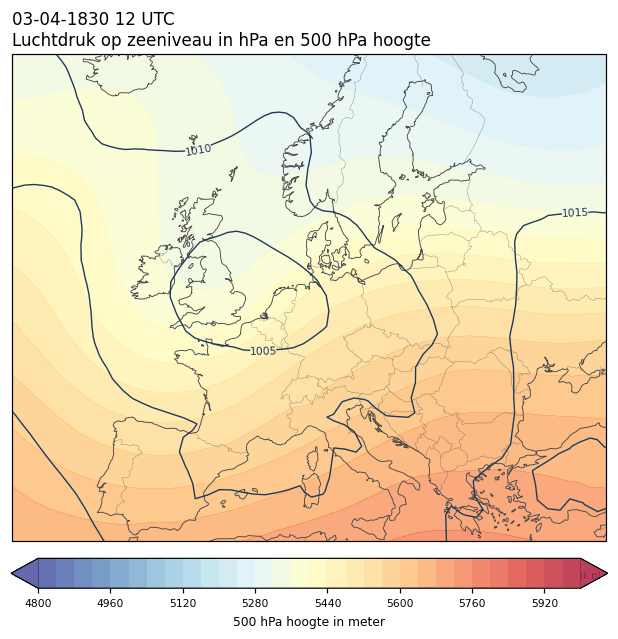 Weerkaart van 3 april 1830 om 12 UTC