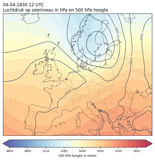 Weerkaart van 4 april 1830 om 12 UTC