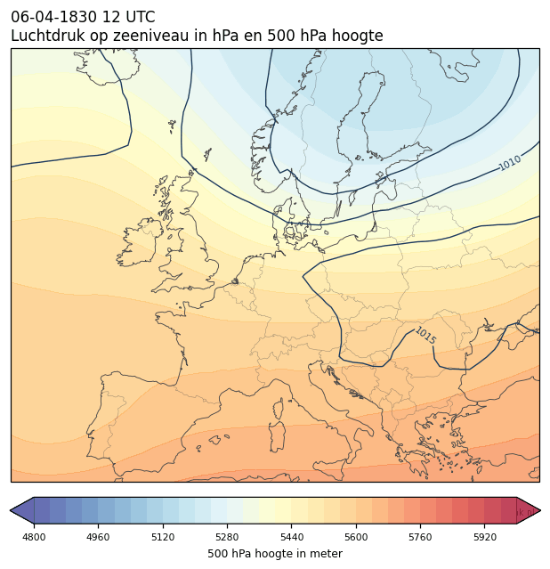 Weerkaart van 6 april 1830 om 12 UTC
