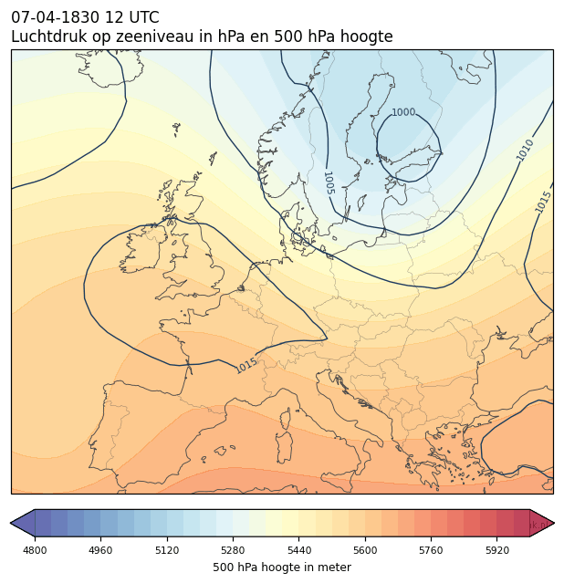 Weerkaart van 7 april 1830 om 12 UTC