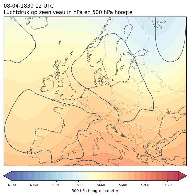 Weerkaart van 8 april 1830 om 12 UTC