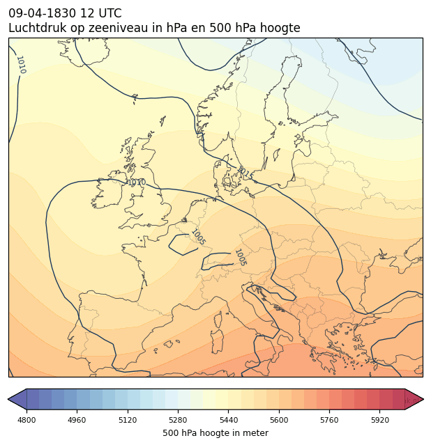 Weerkaart van 9 april 1830 om 12 UTC