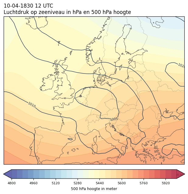 Weerkaart van 10 april 1830 om 12 UTC