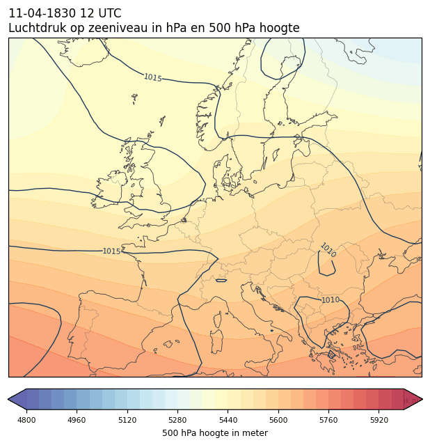 Weerkaart van 11 april 1830 om 12 UTC