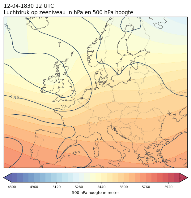 Weerkaart van 12 april 1830 om 12 UTC
