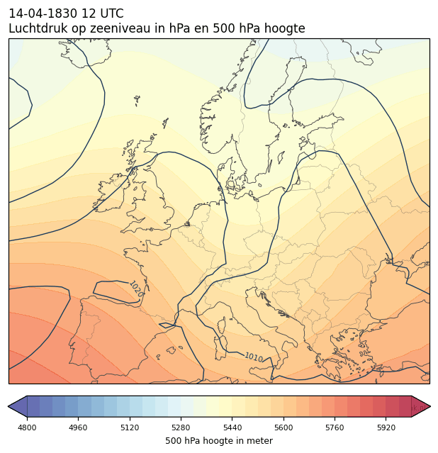 Weerkaart van 14 april 1830 om 12 UTC