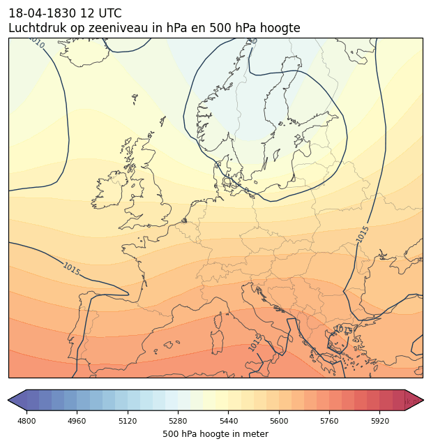 Weerkaart van 18 april 1830 om 12 UTC