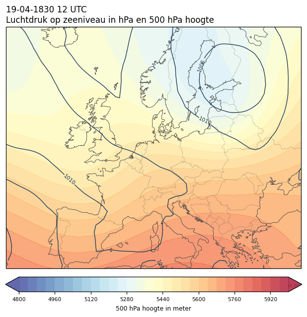 Weerkaart van 19 april 1830 om 12 UTC