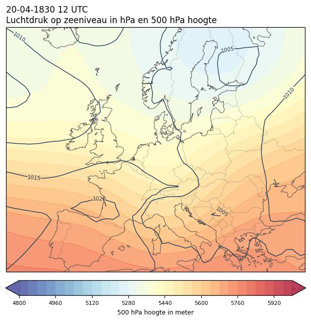 Weerkaart van 20 april 1830 om 12 UTC