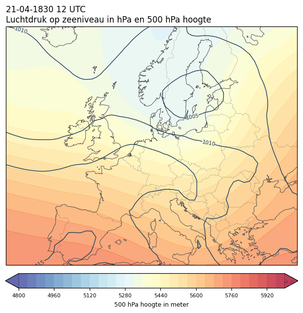 Weerkaart van 21 april 1830 om 12 UTC
