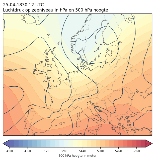 Weerkaart van 25 april 1830 om 12 UTC