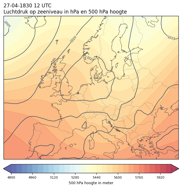 Weerkaart van 27 april 1830 om 12 UTC