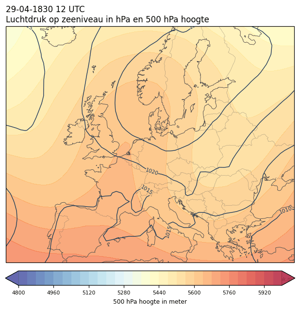 Weerkaart van 29 april 1830 om 12 UTC