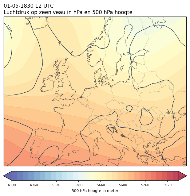Weerkaart van 1 mei 1830 om 12 UTC