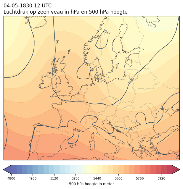 Weerkaart van 4 mei 1830 om 12 UTC