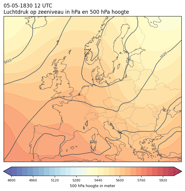 Weerkaart van 5 mei 1830 om 12 UTC