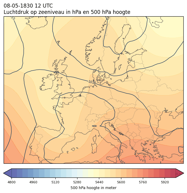Weerkaart van 8 mei 1830 om 12 UTC
