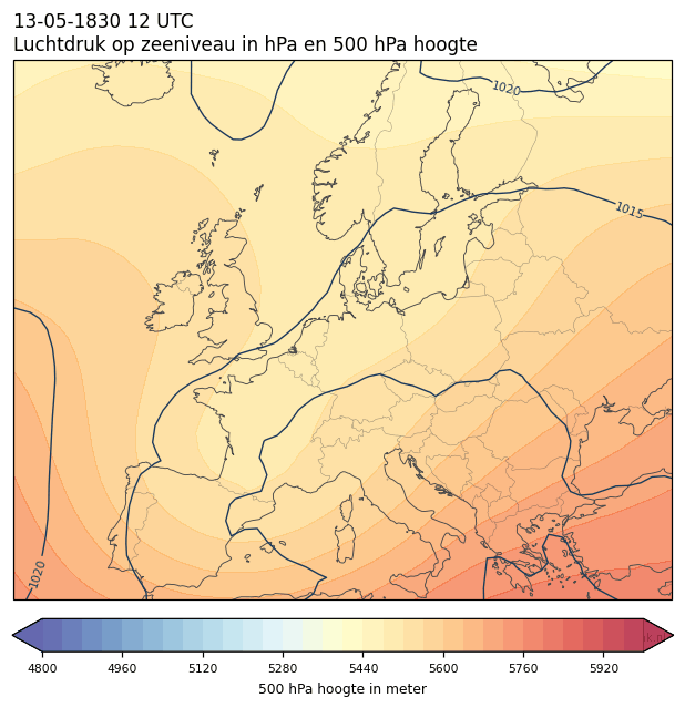 Weerkaart van 13 mei 1830 om 12 UTC