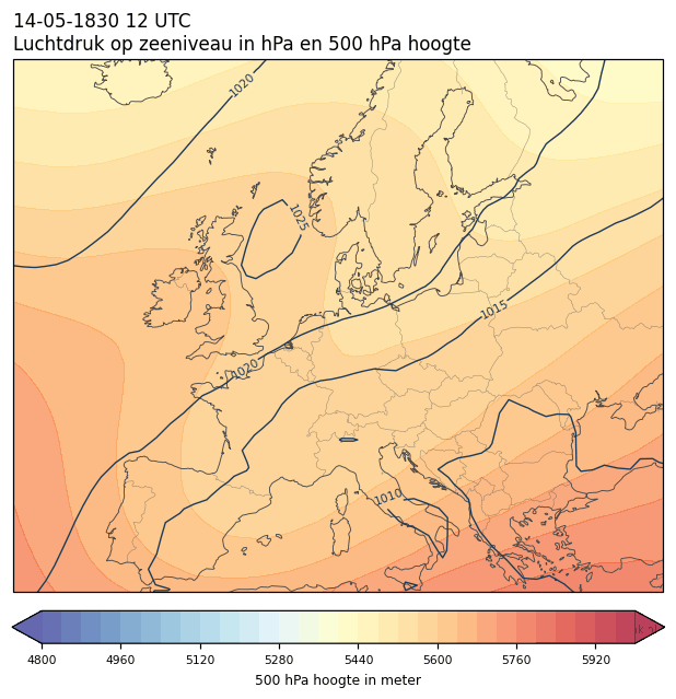 Weerkaart van 14 mei 1830 om 12 UTC