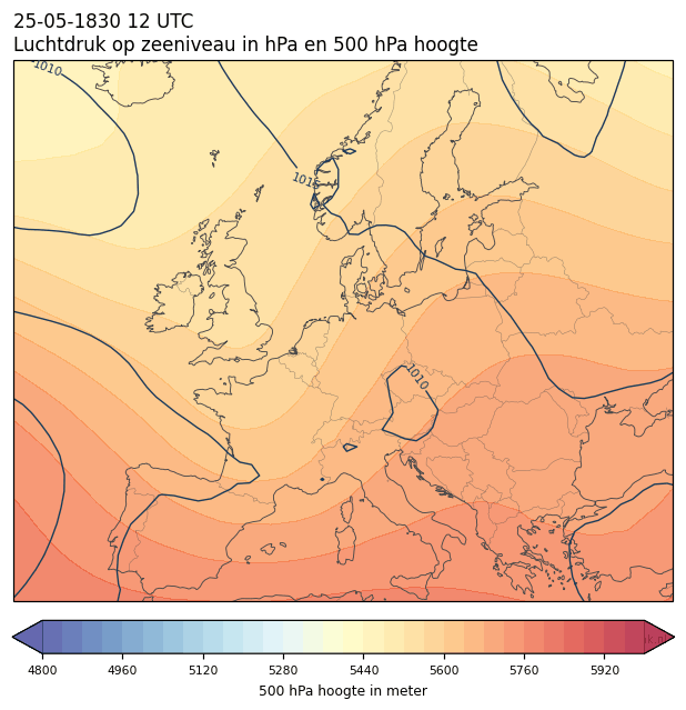 Weerkaart van 25 mei 1830 om 12 UTC