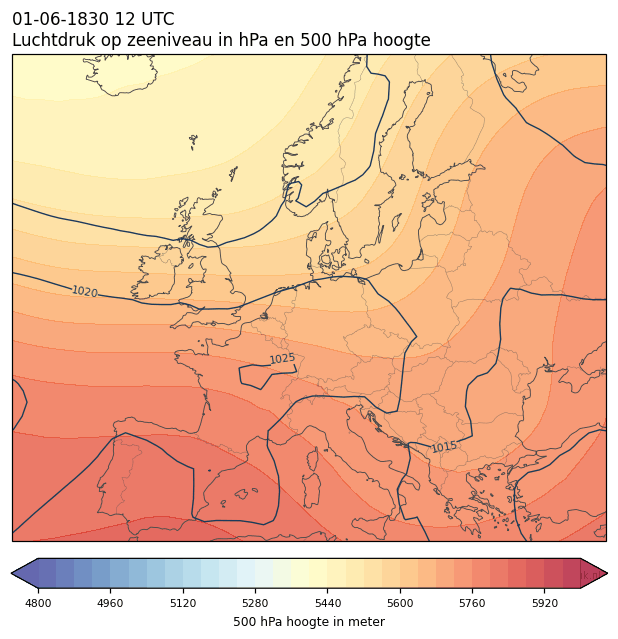 Weerkaart van 1 juni 1830 om 12 UTC
