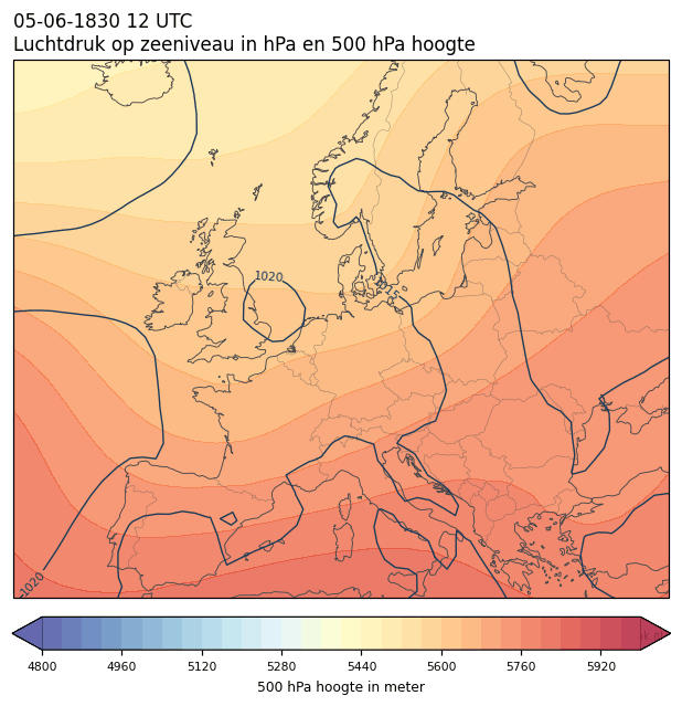 Weerkaart van 5 juni 1830 om 12 UTC