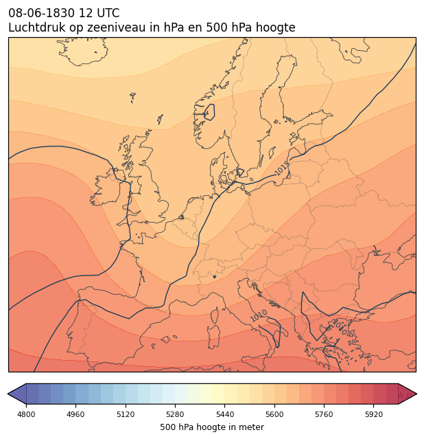 Weerkaart van 8 juni 1830 om 12 UTC