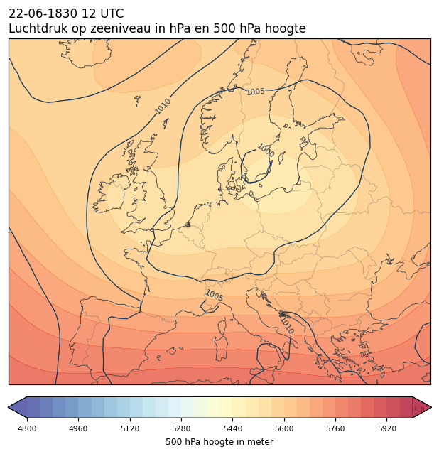 Weerkaart van 22 juni 1830 om 12 UTC