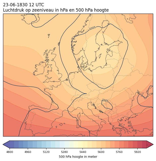 Weerkaart van 23 juni 1830 om 12 UTC