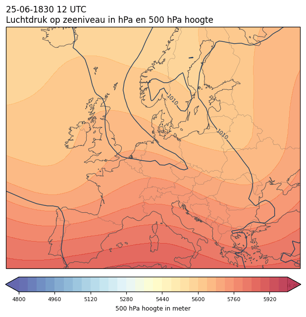 Weerkaart van 25 juni 1830 om 12 UTC