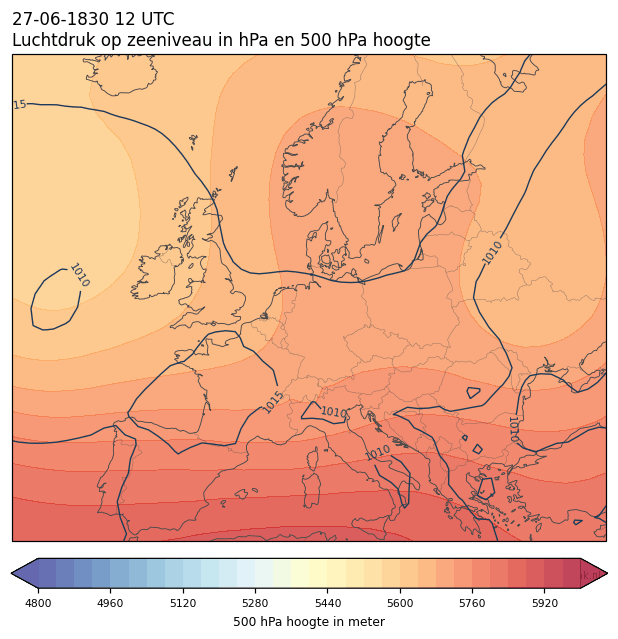 Weerkaart van 27 juni 1830 om 12 UTC