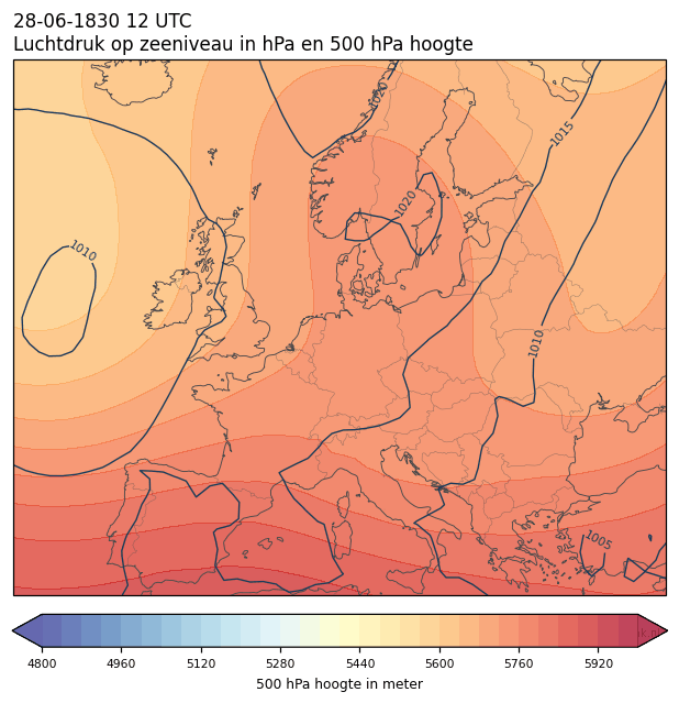 Weerkaart van 28 juni 1830 om 12 UTC