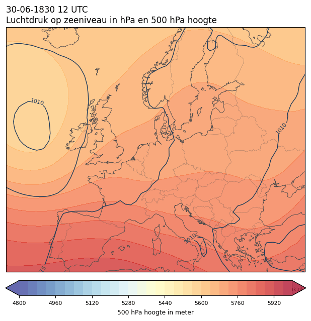 Weerkaart van 30 juni 1830 om 12 UTC
