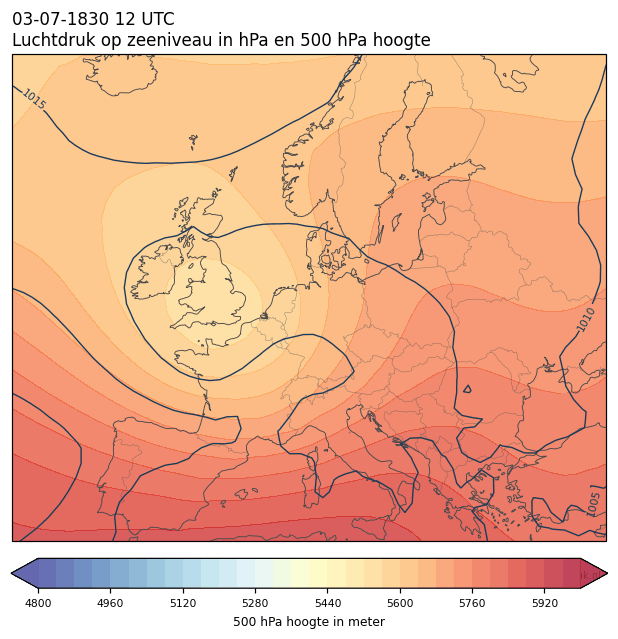 Weerkaart van 3 juli 1830 om 12 UTC